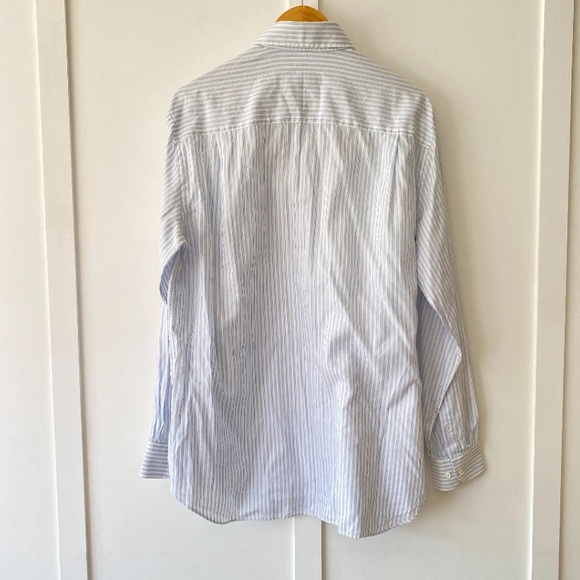 Armani Collezioni Shirt Stripe Long Sleeve Blue White UK 16.5 42 - Picture 6 of 7